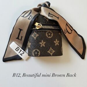 B12,Brown with Black/Gold Patterned Mini Bag for Labubu doll(Doll Not Included)